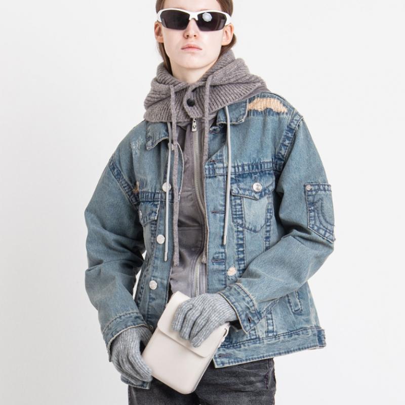True Religion Женская винтажная джинсовая куртка светло-голубая