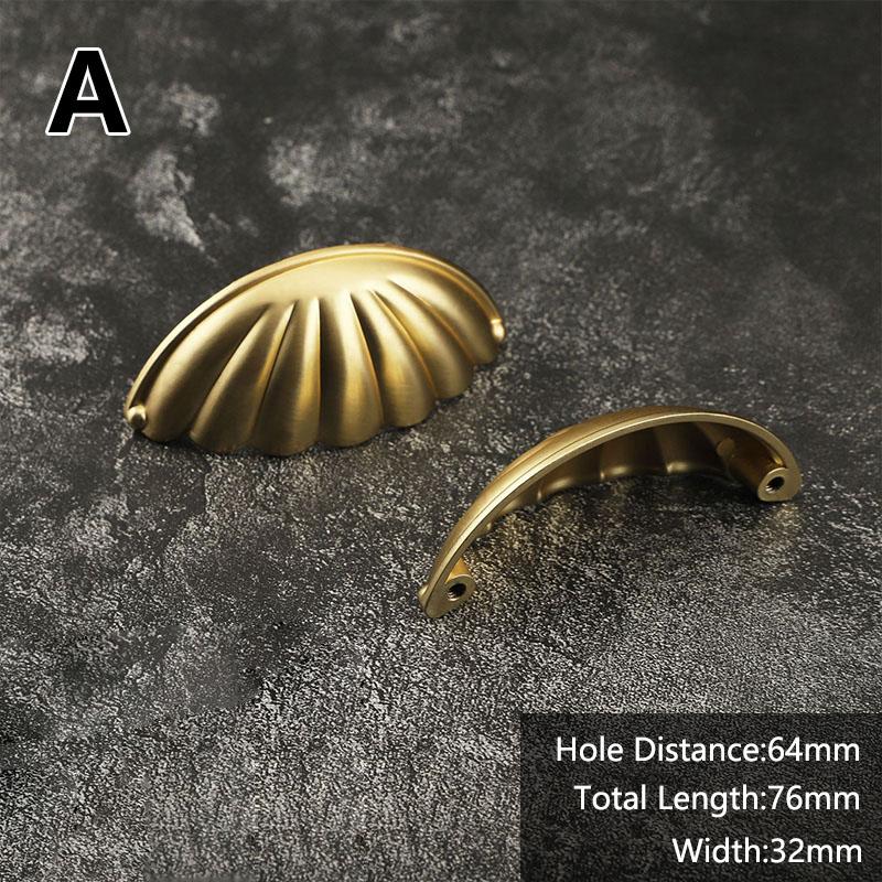 1PC Hardware Antique Brass Shell Knob Cabinet Pulls Cupboard Door Handle Home Decor Desk Drawer