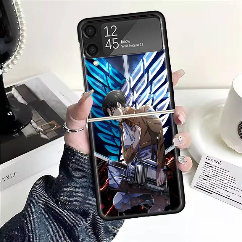 A-Атака на Титанов Леви Чехлы Для Samsung Galaxy Z Flip 4 5 6 7 3 Z Flip7 Flip6 Flip4 Flip5 Flip3 5G Жесткие Ударопрочные Fundas Cov