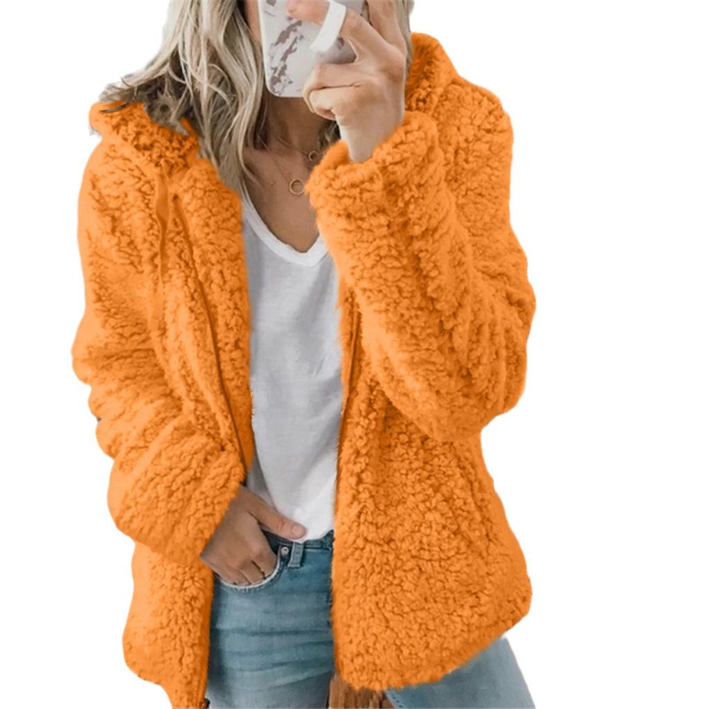 Зимняя толстая теплая верхняя одежда с капюшоном, женская элегантная шуба из искусственного меха медведя, мягкая флисовая куртка, женское пальто на молнии с карманами