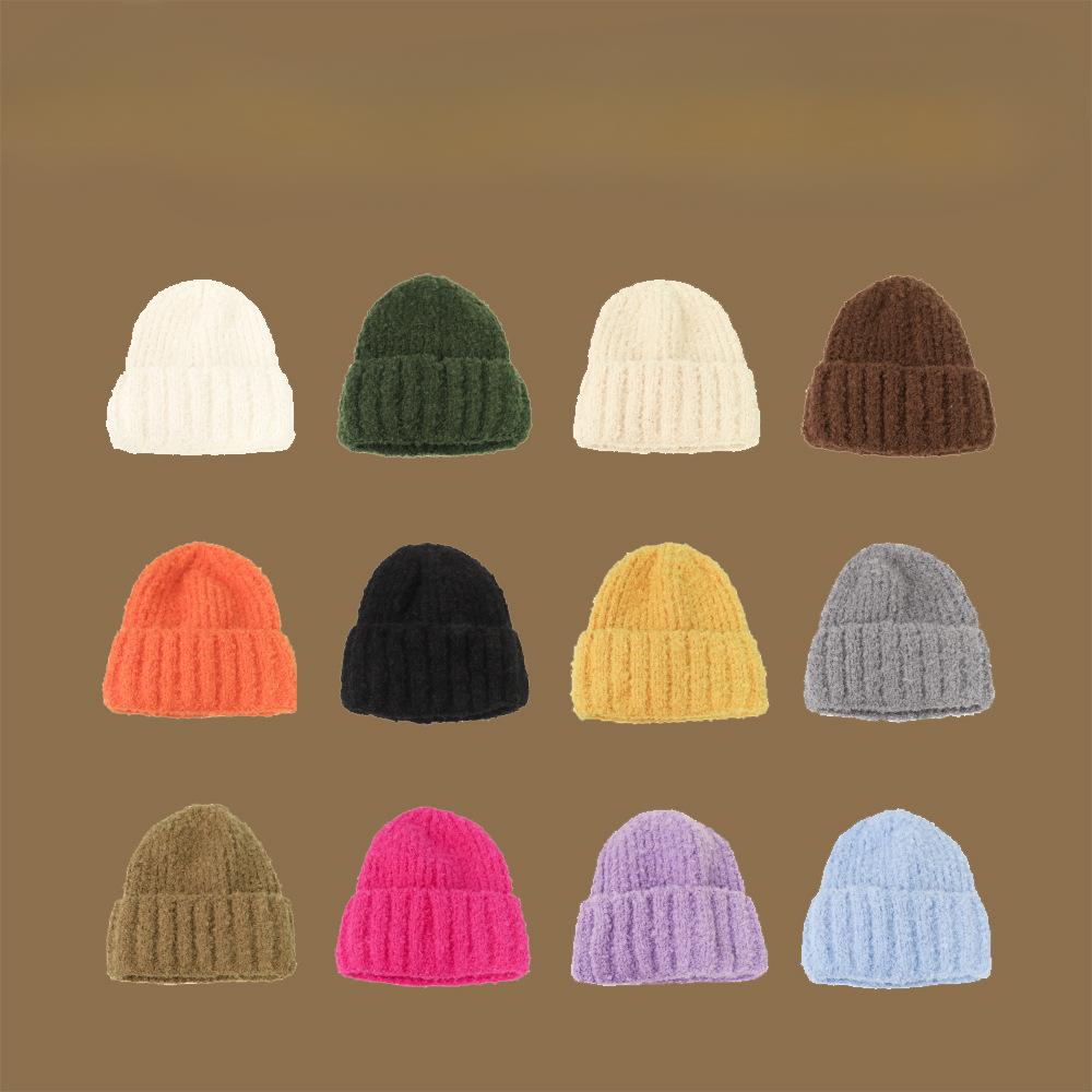 Korean Version of Women's Wool Hat Fashionable and Versatile Big Head Ear Protection Cold Cold Hat Solid Color Simple Hat