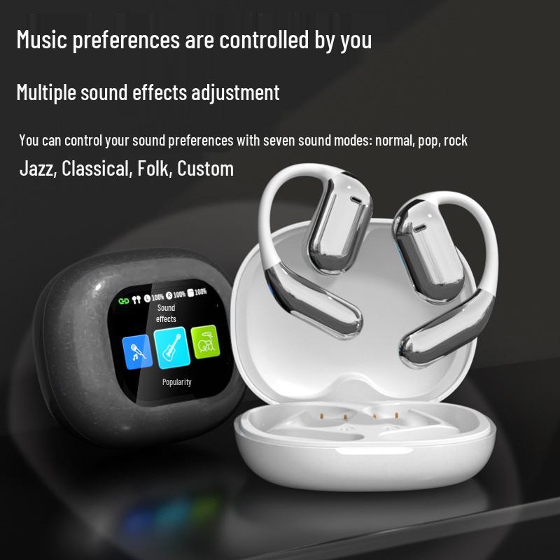 Bluetooth-клипсы с ИИ-переводом, беспроводные, не вкладыши, с ЖК-экраном, долгий срок службы батареи