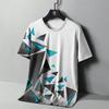 Men's Fashion Striped 3D Printed T-shirt, Summer Outdoor Comfortable Running Top, Personalized Casual Short Sleeved Sports Shirt