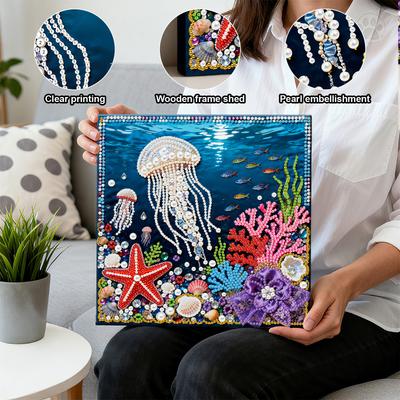 Картина «Алмазная мозаика с жемчугом» 25x25 см, сделай сам, для декора стены дома, с рамкой