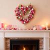 Holiday Wreath Heart Shape Indoor Outdoor Decorative Wreath with Festive Flowers Greenery Home Party Office