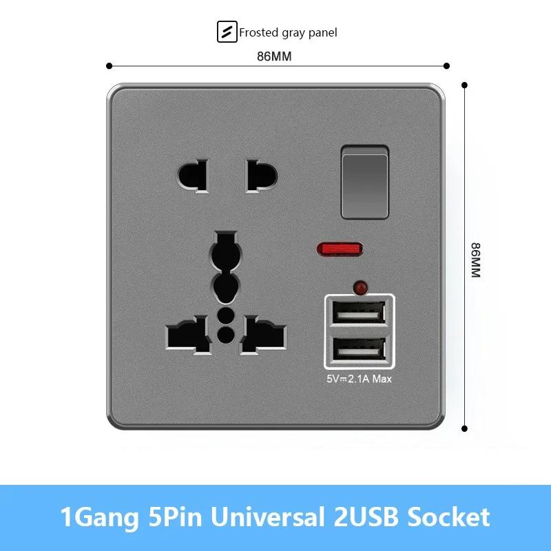Universal USB Type-c 18W Fast Charge Power Socket plug,Home Wall Light Switch,UK 13A with Dual USB Electrical Outlet AC110-250V