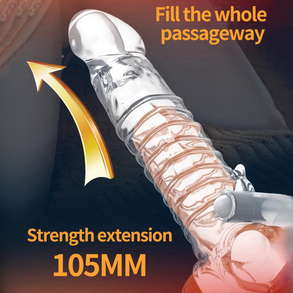 Вибратор с рукавом, кольцо для пениса, прозрачный многоразовый рукав для пениса, кольцо для пениса, удлинитель, увеличитель пениса, увеличитель члена, секс-игрушка для пар