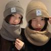 Women Knitted Beanie+Scarf Sets Thicken Velvet Lining Pullover Cap Unisex Winter Warm Plush Bonnet Neck Protection Scarves Hat
