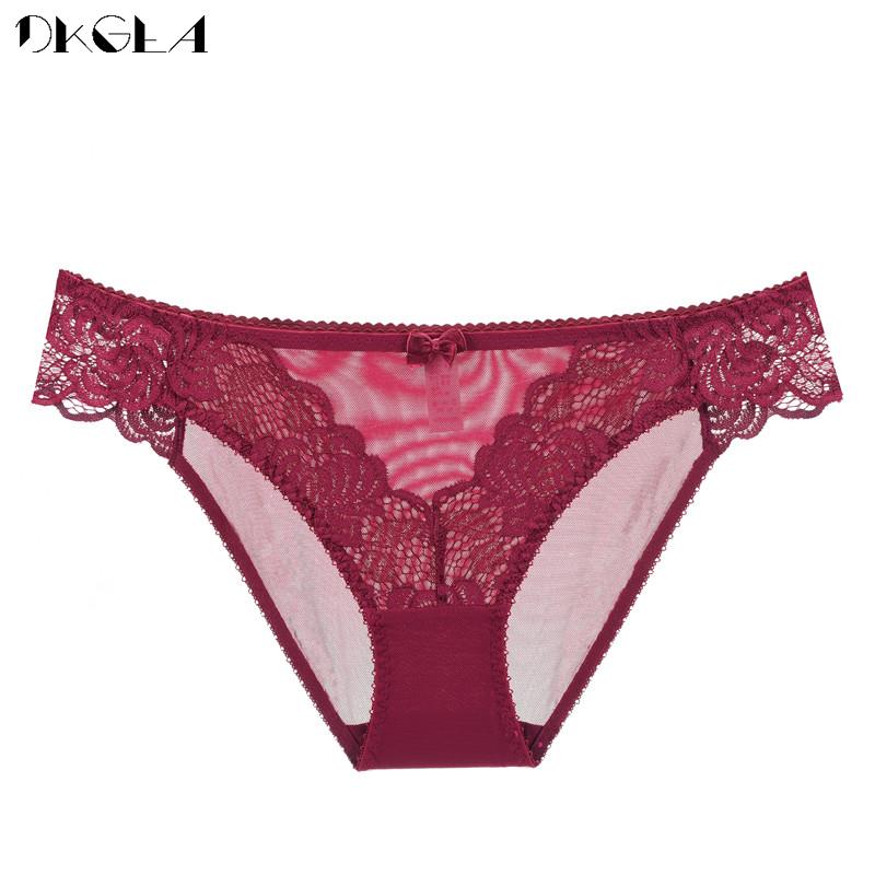 DKGEA Сексуальные трусы с низкой талией, прозрачные кружевные трусики, женское нижнее белье