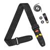 White Dot Guitar Strap with 3 Pick Holders for Bass Guitars [Amumu] Acoustic, Electric, -Black