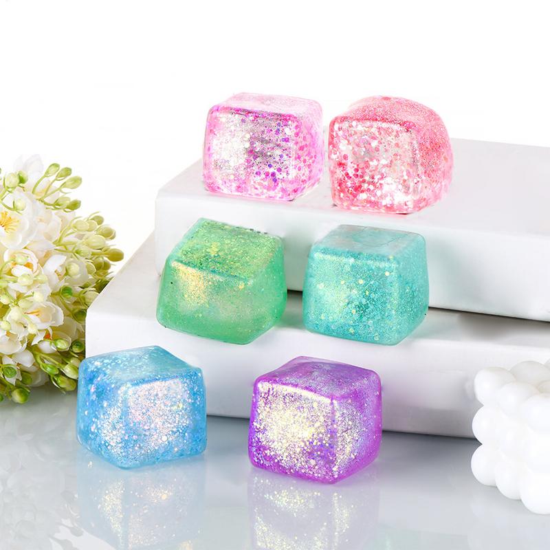 Куб Стресс-Игрушка для Сжатия Имитация Маленьких Кубиков Льда Антистресс Медленный Отскок Полярный Свет Цветная Игрушка-Сжималка для Снятия Напряжения