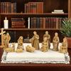 Nativity Scene Set for Christmas Indoor Decor 10 Piece Resin Nativity Figurine with Manger Angel Christian Holy Family Figures Tabletop Decoration