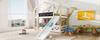 (=517234AAW) Children's Bed Treehouse with Slide & Ladder 90 x 200 cm, Loft Bed for Children – 2x Slatted Frame - Natural & White