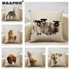 Watercolor Animal Horse Chicken Lizard Cow Antelope Decorative Pillow Case 45x45cm Cushion Cover for Sofa Home Decor