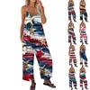 Women's Printed Jumpsuit Casual Loose Adjustable Suspender Jumpsuit