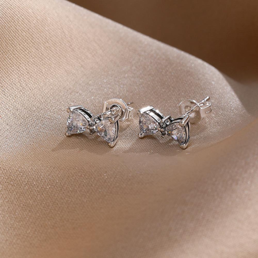 Red,pink, bow earrings are fit women with primitive charm. 925 silver earrings DIY birthday jewelry gift new