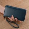 Женский длинный кошелек с RFID-защитой, кошелек-клатч из ПУ-кожи, большая вместимость, на молнии, с ремешком на запястье, держатель для карт, кошелек для телефона