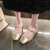 Fashion 2024 Fashion Women Mary Jane Shoes New Shiny Leather Vintage Women Flats Ladies Square Toe Ballet Casual Shoes