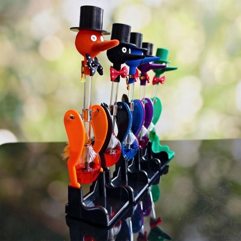 Perpetually Motion Bobbing Bird Ornament No-Stop Liquid Permanent Glass Duck Toy for Home Office Desktop Decoration