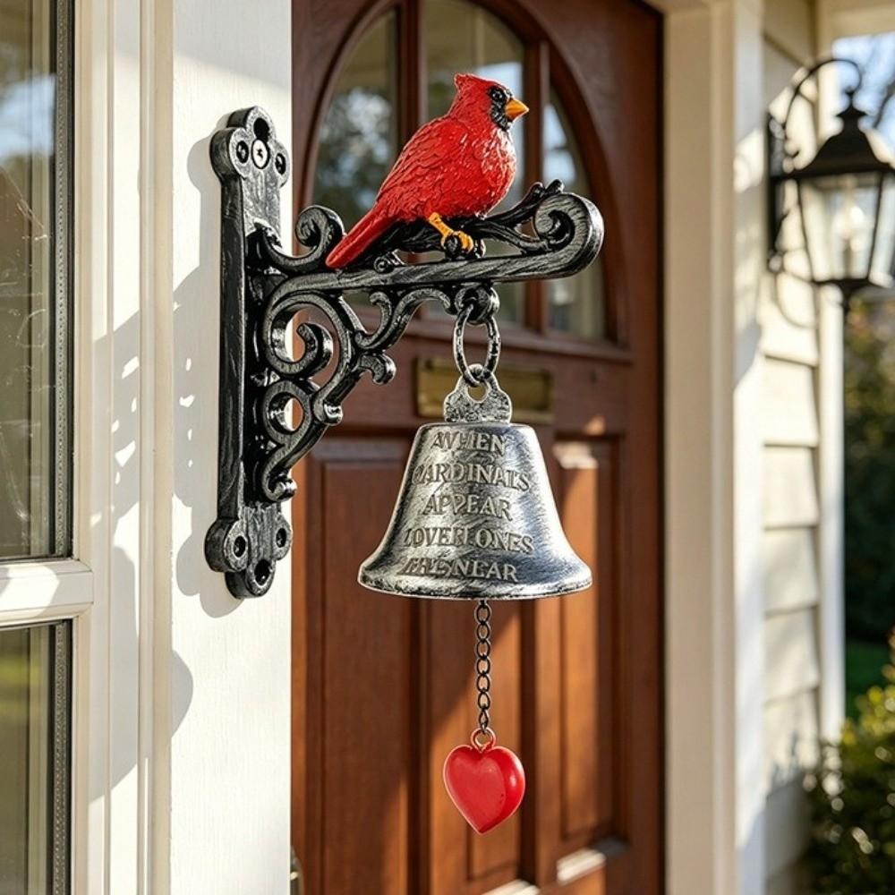 Metal Red Bird Doorbell Sturdy Retro Doorbell Rural Style Wall Mounted Doorbell Entrance Door