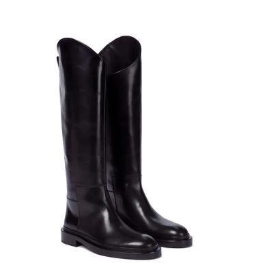 Европейская и американская женская мода Круглый носок До колена Плоские кожаные сапоги, Размер 34-46 Женские сапоги-рыцари