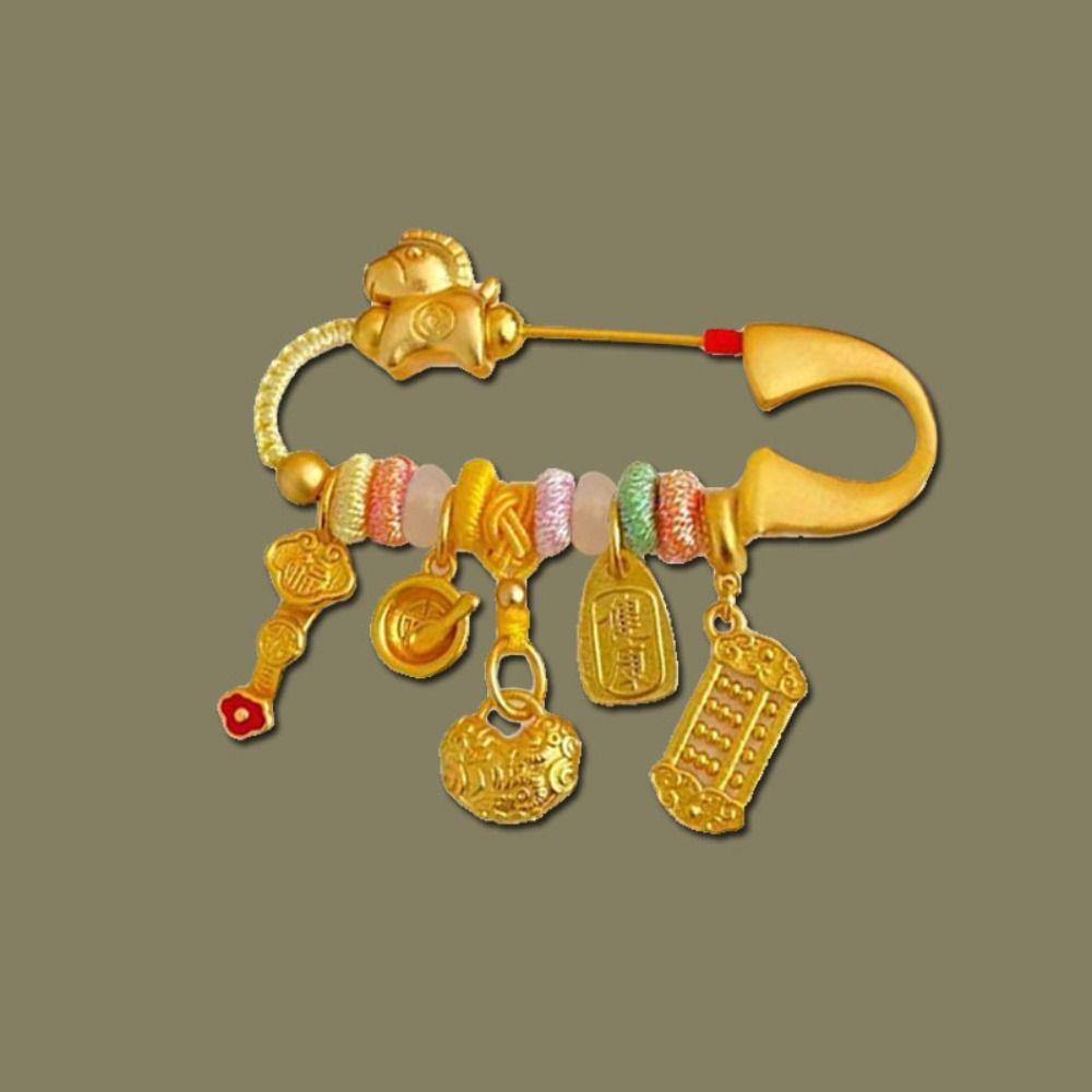 Horse Year Lucky Pins Gold Color Sand-plated Ornaments Fashion Guardian Brooch  Pregnant Women