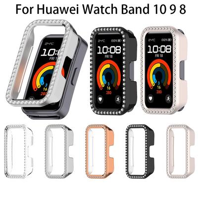 Блестящий полый защитный чехол для ремешка Huawei Watch 10 9 8, чехол с кристаллами и бриллиантами, жесткая крышка, защитный корпус для часов, полый бампер