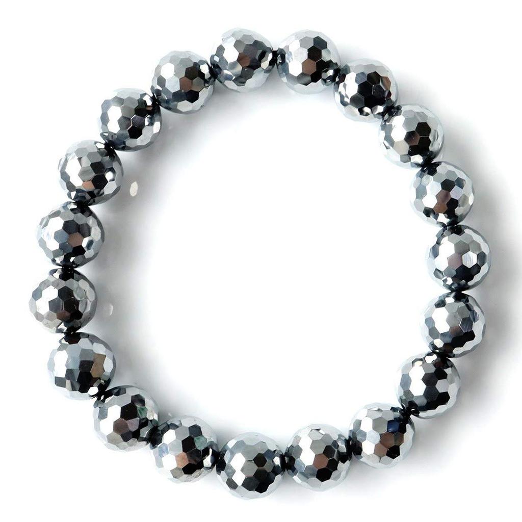 High Purity Mirror Cut Terahertz Ore Bracelet 10mm with Special Box Inner Diameter 21cm [GOLD STONE] Approx.