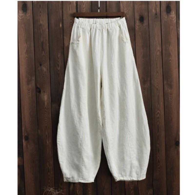 Японские свободные повседневные шаровары из хлопка и льна на весну и осень больших размеров для женщин