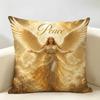 Angel Wing Divine Guardian Cushion Cover Durable Hypoallergenic Organic Linen Pillow Cover Short Size Washable SkinFriendly