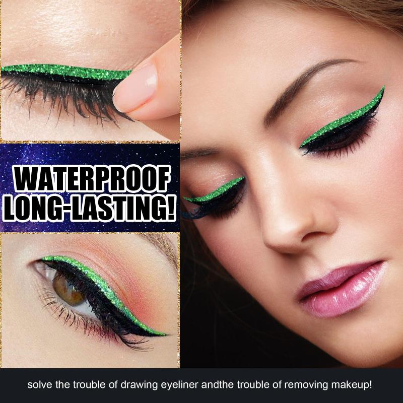 2 in Self Adhesive Eyeliner Eyelash Stickers Glitter Shiny Waterproof Long Lasting Patch for Party Cosplay Makeup