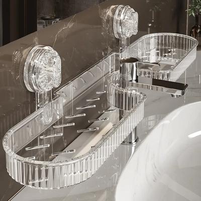 Полка для ванной комнаты с присоской, настенное крепление, полка для душа над краном, полка для раковины, держатель для шампуня, без сверла, сливная корзина, органайзер для ванной комнаты