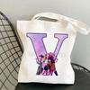Anime Cartoon Letter Printed Canvas Bag Student Casual Shoulder Bag Large Capacity Messenger Bag