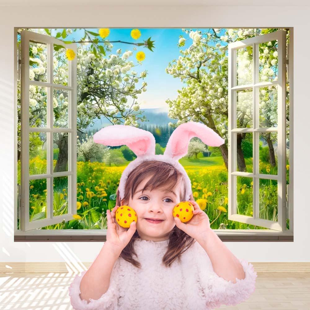 Весенний Фотофон Садовый Пейзаж За Окном Фон Цветущие Цветы Декор Фон Фотобудка Реквизит