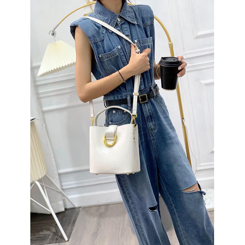 Женская сумка-ведро из 100% натуральной кожи, новая модная, большой вместимости, для поездок на работу, ручная сумка, на плечо, кроссбоди для женщин