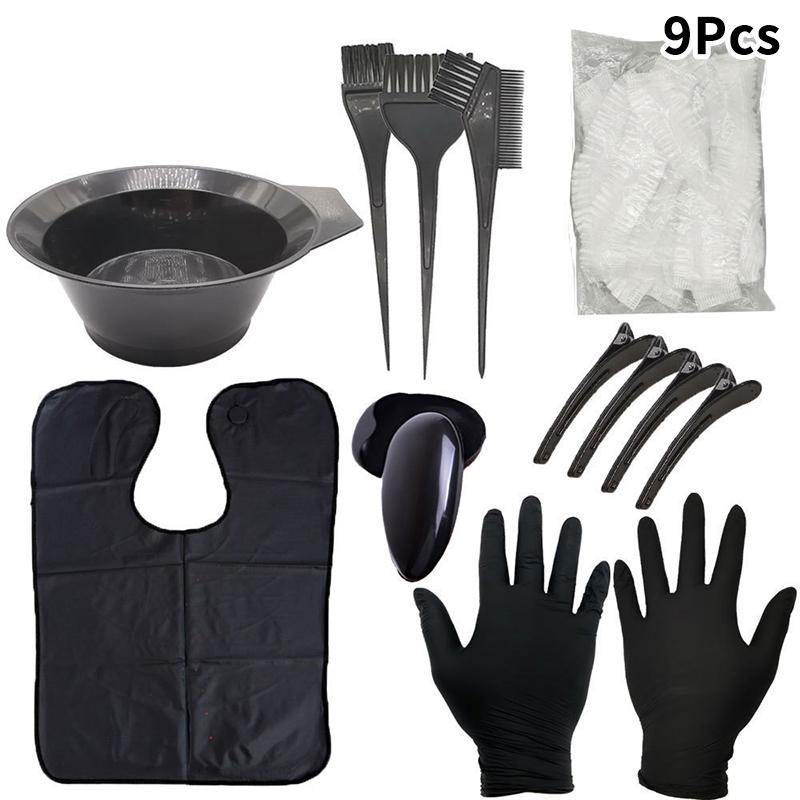 5/7/9Pcs Hair Coloring Kits Home Salon Hair Dyeing Comb Hair Bowl Coloring Brush Cream Earcap Clips Cape Hair Styling Tool
