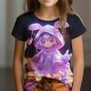 Summer Round Neck 3D Cartoon Printed Top Fashionable Casual Short Sleeved Children's Girl T-shirts
