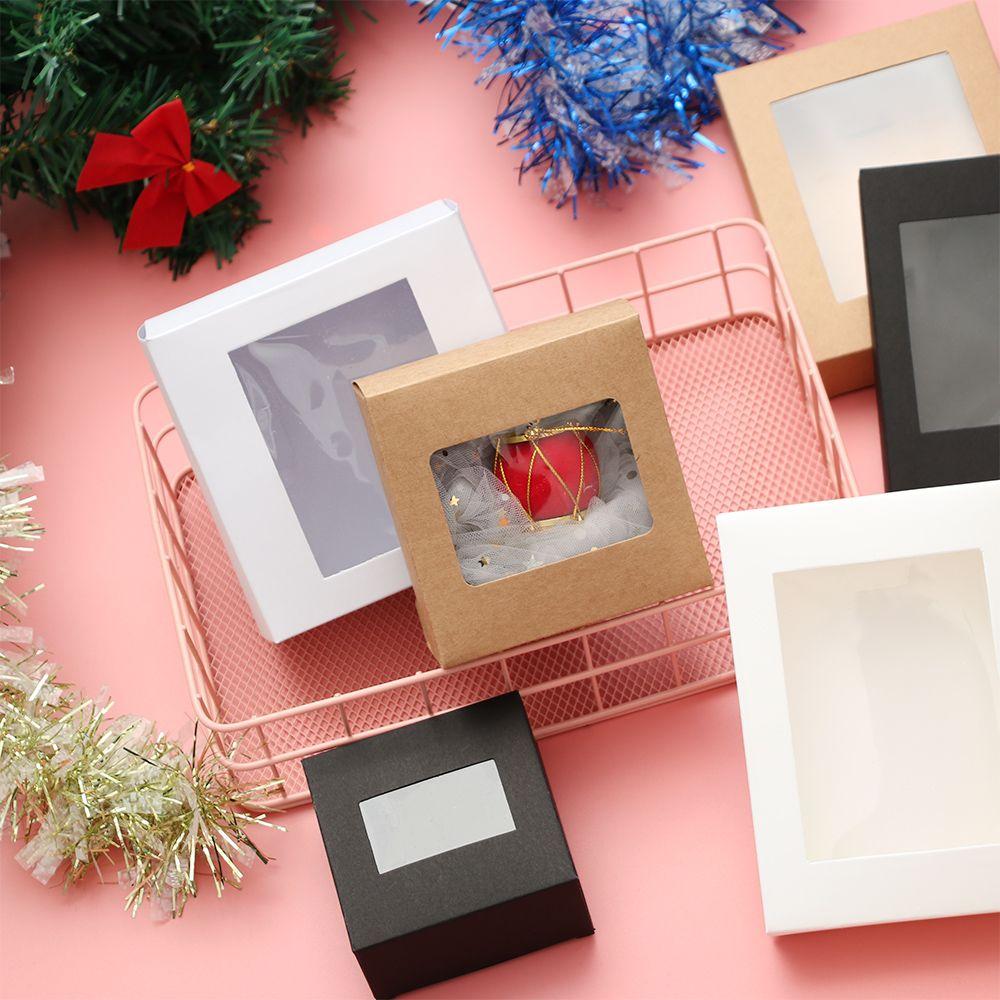 Праздничные принадлежности Подарочный футляр Упаковка для торта Бумажная подарочная коробка Прозрачное ПВХ-окно Мешок для упаковки конфет