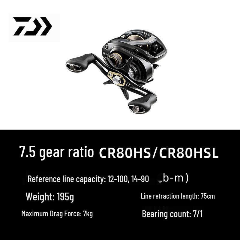 Daiwa PR100 CC80 CR80 Metal Baitcasting Reel - Long Cast, Anti-Backlash Lure Reel