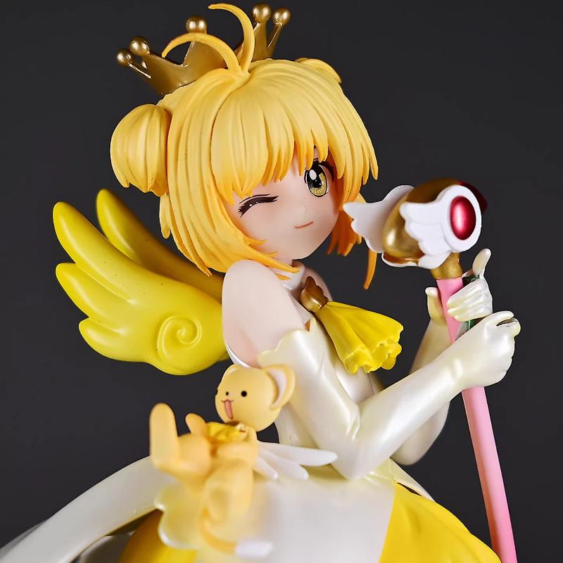 22cm Cardcaptor Sakura Kinomoto Sakura Gk Figure With Kero Anime Peripheral Desktop Decoration Beautiful Girl Collectible Model