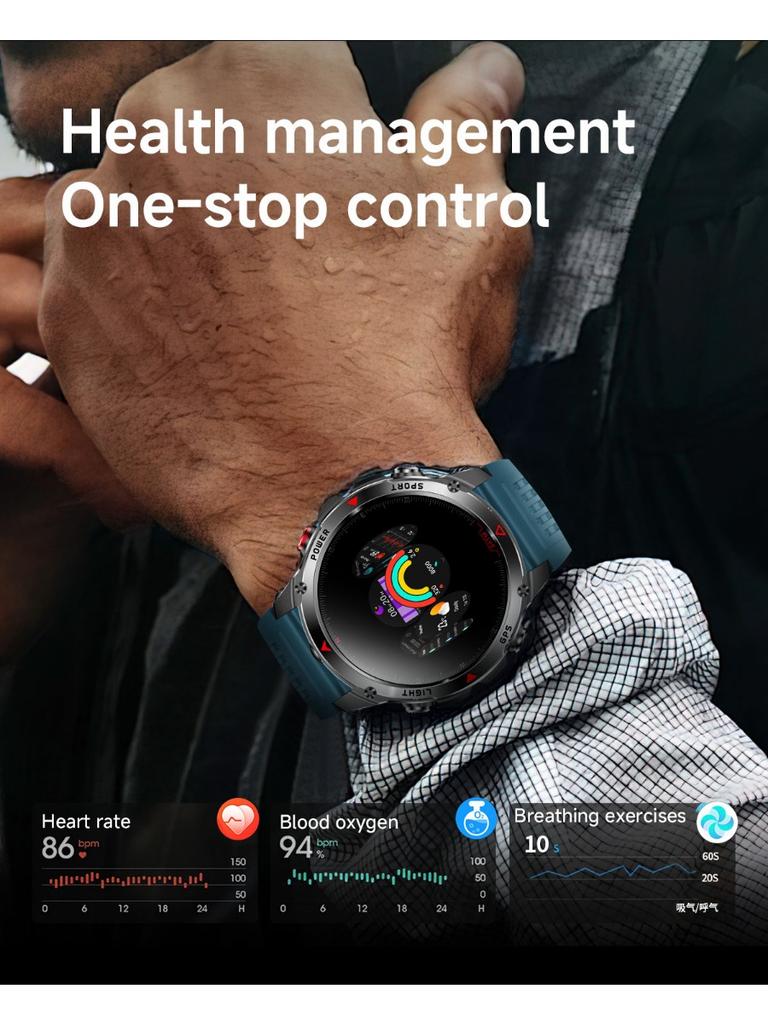 New Military GPS Smart Watch Men Bluetooth Call 30m Waterproof Outdoor LED Flashlight Compass Sport Smartwatch 2025