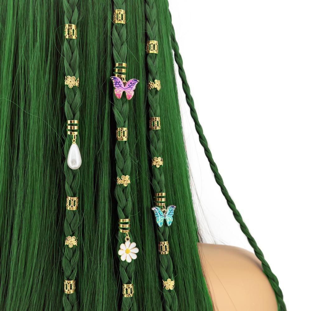 34pcs Butterfly Hollow Out Hair Ring Dread Locks Hair Braiding Dreadlocks Beads DIY Multi Style Hair Braid Tubes Decor