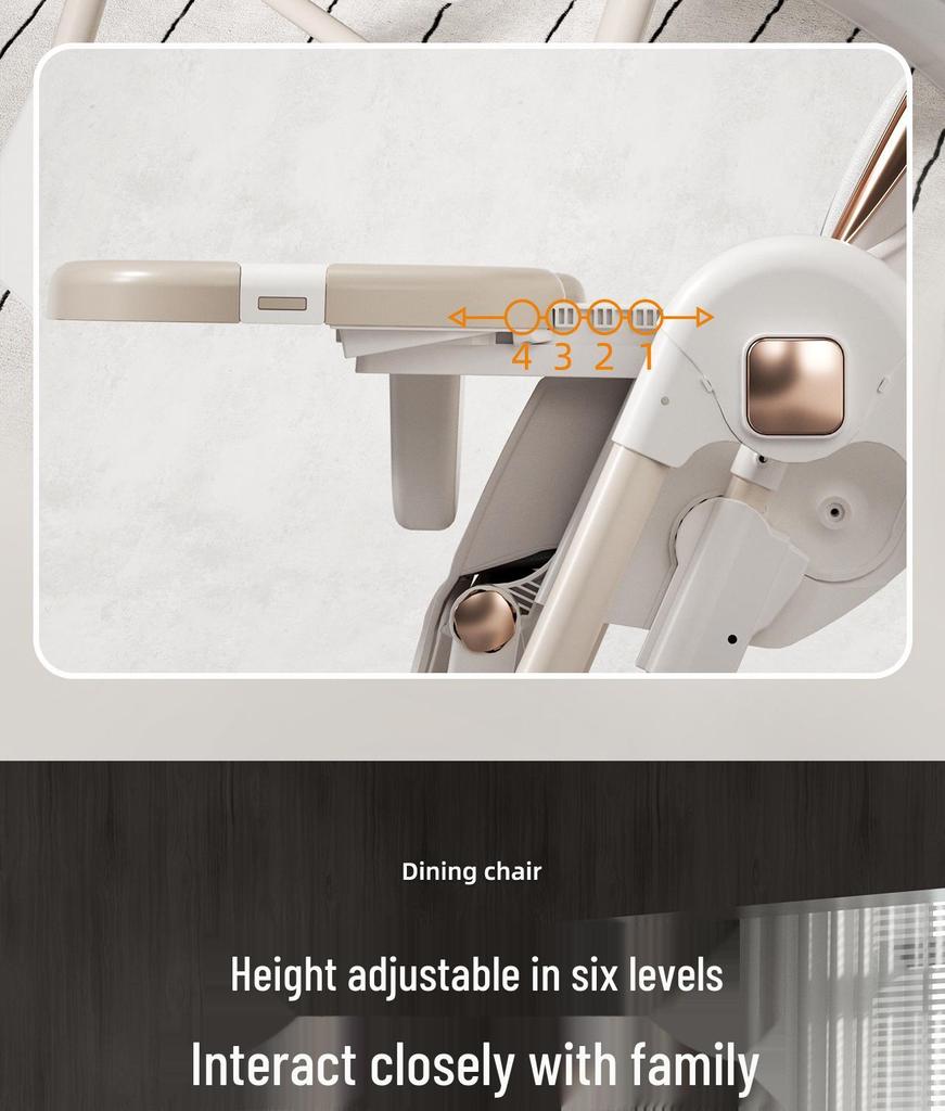 Multifunctional Baby High Chair (0-6 Years): Foldable, Convertible To Rocker, Recline & Sit Positions for Dining & Rest.