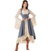 Women Renaissance Costume Underbust Pirate Peasant High Low Dress with Pockets