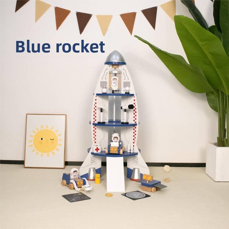 Wooden Kids Space Rocket Model For Learning And Imaginative Construction