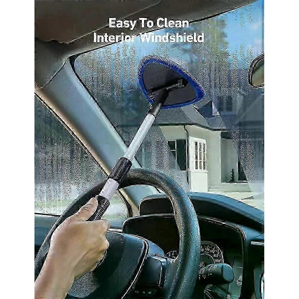 Car Windshield Cleaner, 4 Reusable Washable Microfiber Pads And Extendable Handle Car Windshield Wiper Kit WSLIHV