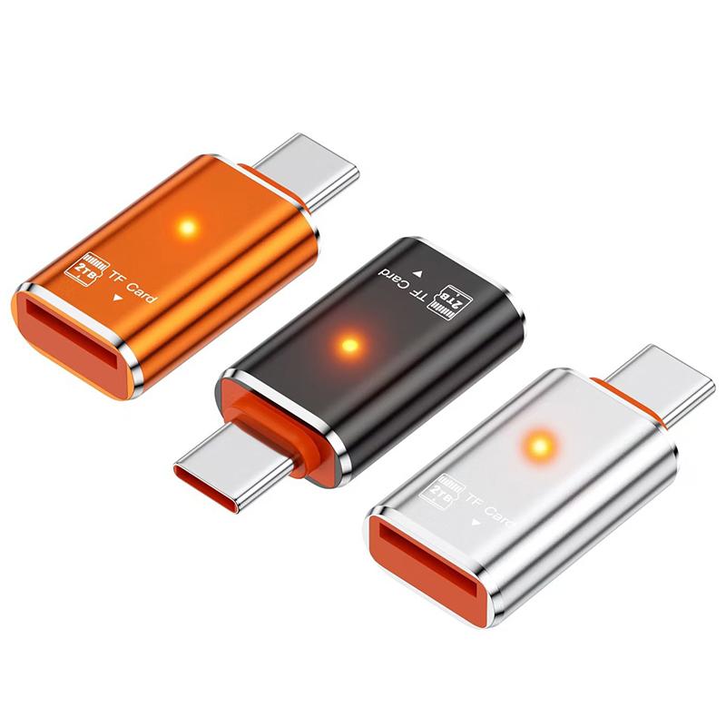 1 шт. Адаптер-кардридер Type-C для карт Tf с интерфейсом USB, передача данных, поддержка до 2 ТБ, для телефона, ПК
