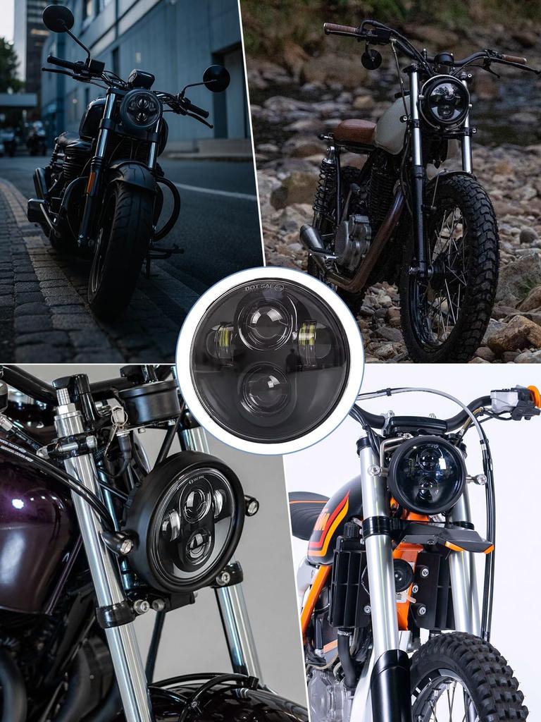 Northyun Motorcycle Headlight, 5.75 Inches, Hi/Lo Switching, /24V, Universal Use, Compatible with Harley Davidson