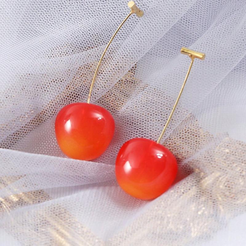 1 пара серег-подвесок в виде вишни, подходит для женщин для повседневной носки и вечеринок