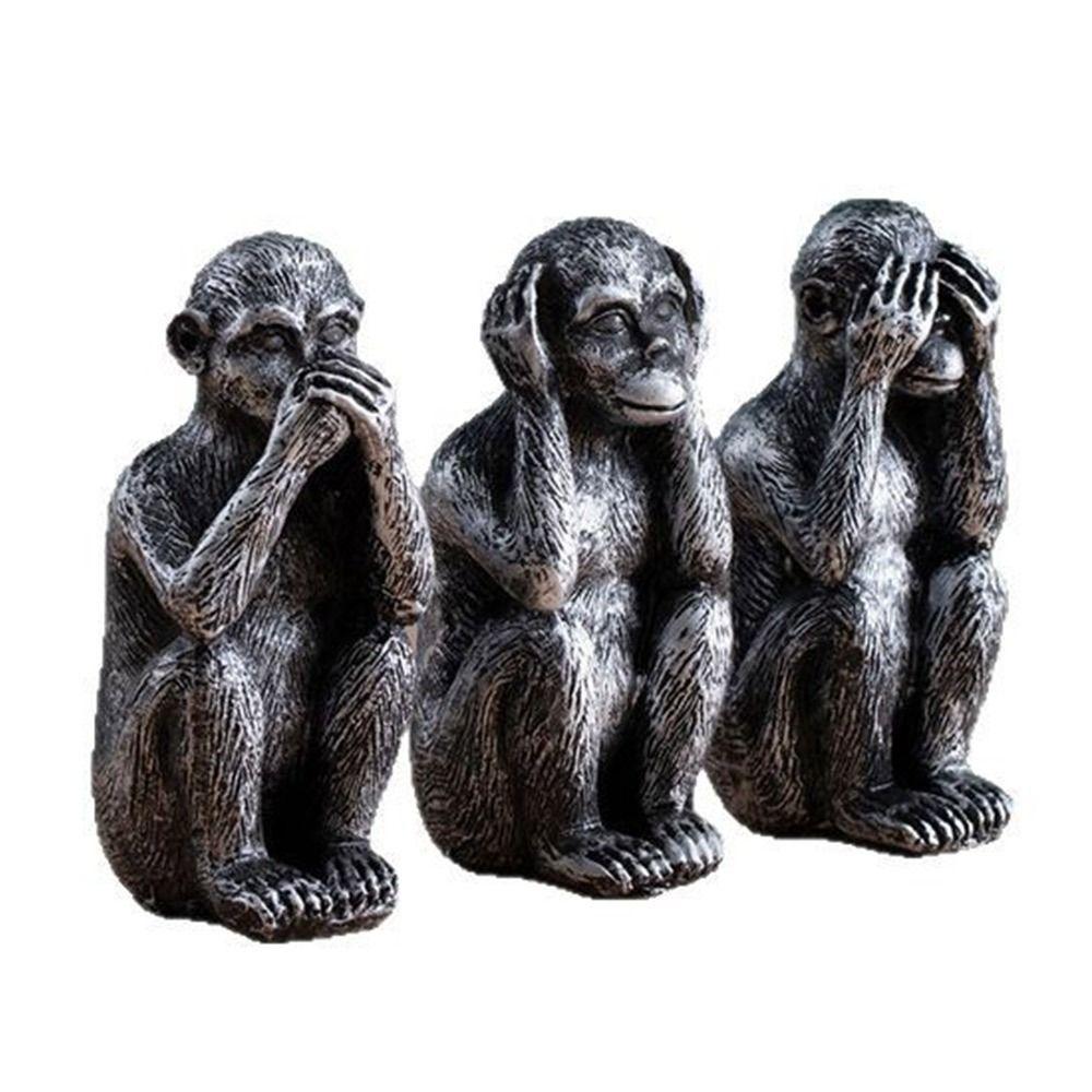 Resin Three Wise Monkeys Figurines Don't Hear Don't Speak Feng Shui Ornaments Don't See Creative Design Monkey Ornaments
